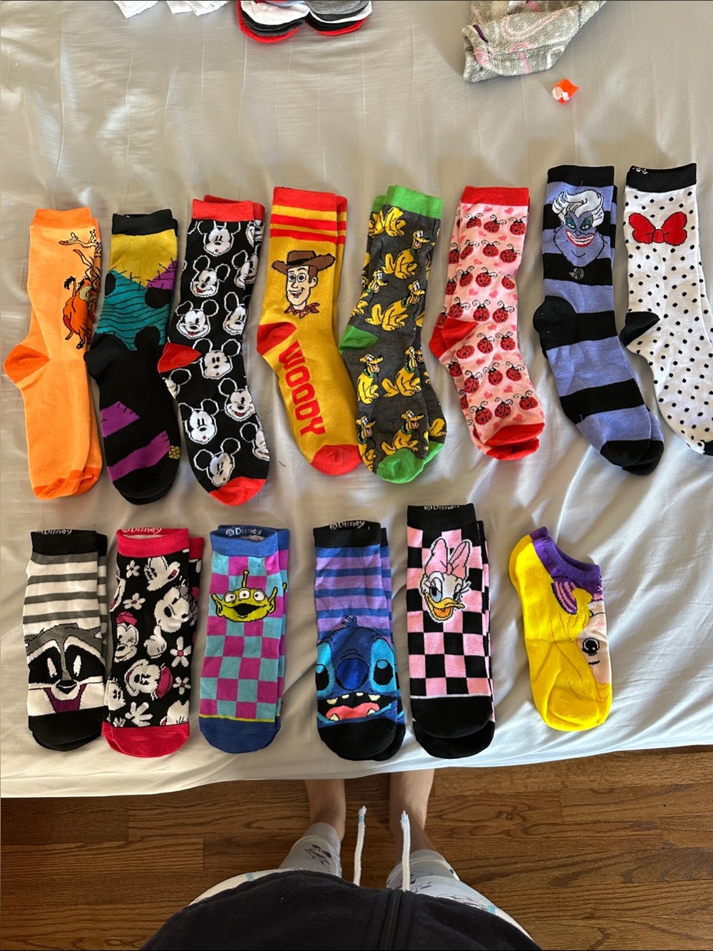 Assorted Disney Character Crew Socks - Bright Multicolor 14 pair Set